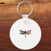 American Flag Dragonfly Patriotic 4th of July Red  Sleutelhanger (Voorkant)