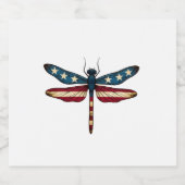 American Flag Dragonfly Patriotic 4th of July Red  Sparkling Wijnetiket (Enkel label)