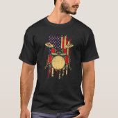 American Flag Drum Set Player Percussionists Drumm T-shirt (Voorkant)