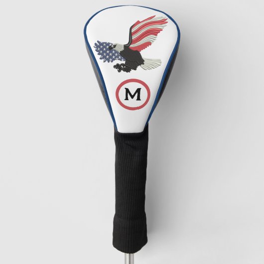 American Flag Eagle Patriotic Monogram USA Golfheadcover (Voorkant)