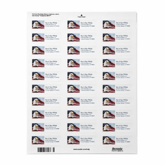 American Flag Eagle Return Address Label (Full Sheet)
