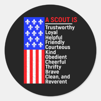 American Flag Een scout is een betrouwbare vriende Ronde Sticker