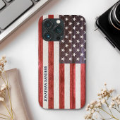 American Flag Engraved on Bamboo Wood Case-Mate iPhone Case