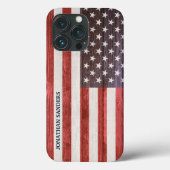 American Flag Engraved on Bamboo Wood Case-Mate iPhone Case (Achterkant)