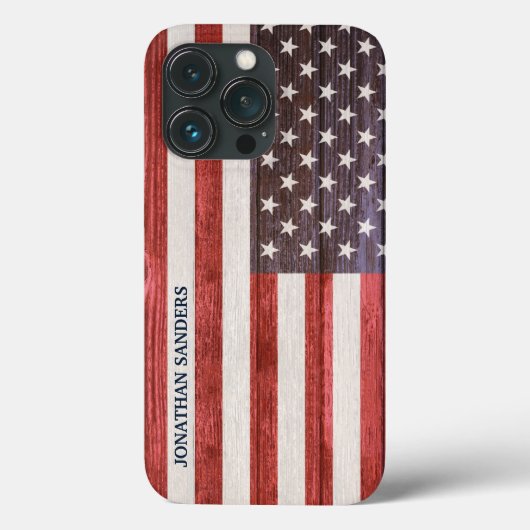 American Flag Engraved on Bamboo Wood Case-Mate iPhone Case (Achterkant)