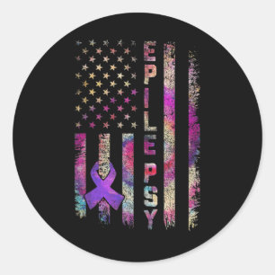American Flag Epilepsy Awareness Support Tie Dye Ronde Sticker