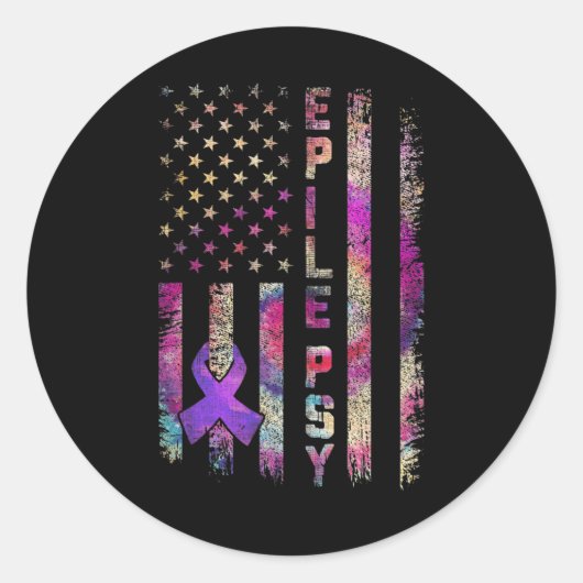 American Flag Epilepsy Awareness Support Tie Dye Ronde Sticker (Voorkant)