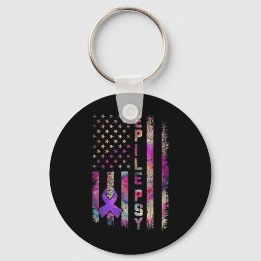 American Flag Epilepsy Awareness Support Tie Dye Sleutelhanger (Voorkant)