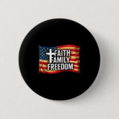 American Flag Faith Family Dom Christian  Ronde Button 5,7 Cm (Voorkant)