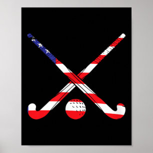 American Flag Field Hockey Patriot USA Sportspel Poster