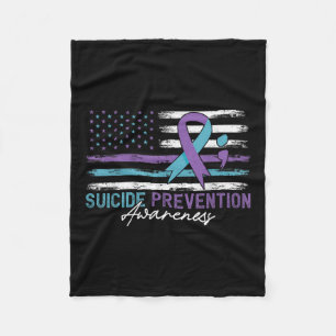 American Flag Fight Suicide Prevention Awareness R Fleece Deken