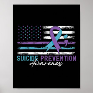 American Flag Fight Suicide Prevention Awareness R Poster