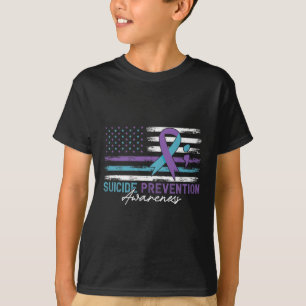 American Flag Fight Suicide Prevention Awareness R T-shirt