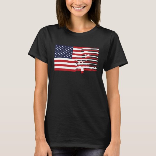 American Flag Firearms Weapons USA 4th of July T-shirt (Voorkant)