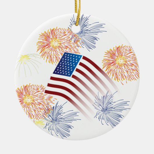 American Flag Fireworks Keramisch Ornament (Voorkant)
