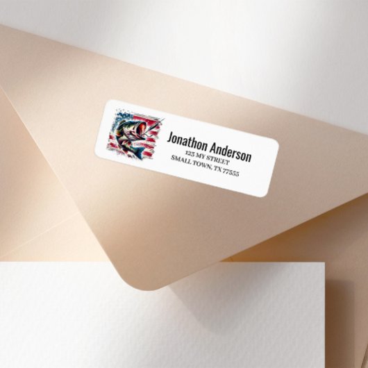 American Flag Fishing Address Label