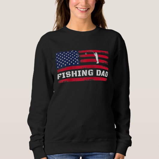 American Flag Fishing Dad Father's Day Raglan Base Trui (Voorkant)