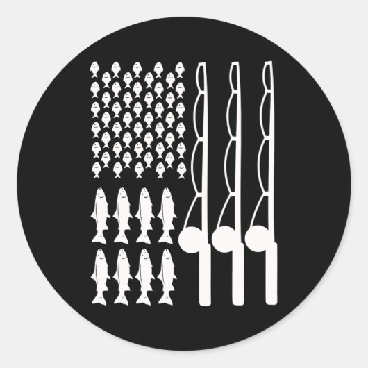 American flag fishing design for men women ronde sticker (Voorkant)