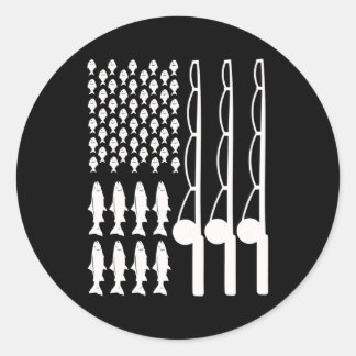 American flag fishing design for men women ronde sticker