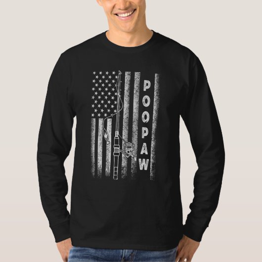 American Flag Fishing Poopaw T-shirt (Voorkant)