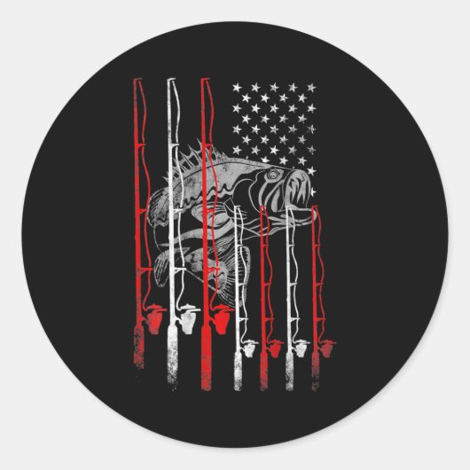 American Flag Fishing Rod Fishing Lover  Ronde Sticker (Voorkant)