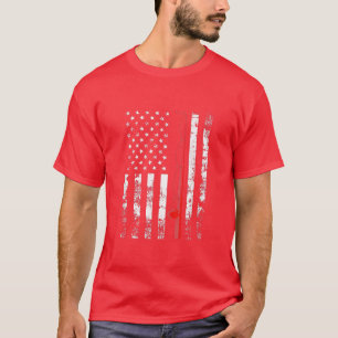 American Flag Fishing Rod Usa Patriotic Gift 64  T-shirt