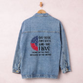 American Flag Flower met oprechte zegen Denim Jacket (Hangar)