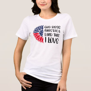 American Flag Flower met oprechte zegen Tri-Blend Shirt