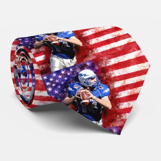 American Flag Football Patriotic Neck Tie Stropdas (Opgerold)