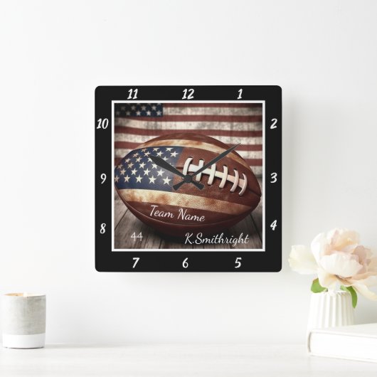 American Flag Football Vierkante Klok (Huis)