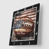 American Flag Football Vierkante Klok (Hoek)