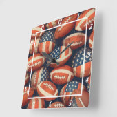 American Flag Football Wall Vierkante Klok (Hoek)