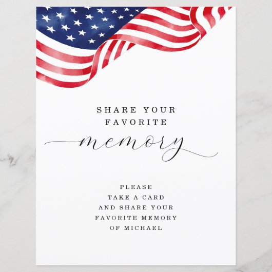 American Flag Funeral Deel een Geheugenteken (Voorkant)