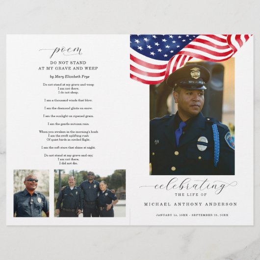 American Flag Funeral Program Sjabloon voor Servic Flyer (Voorkant)