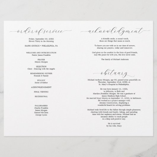 American Flag Funeral Program Sjabloon voor Servic Flyer (Achterkant)