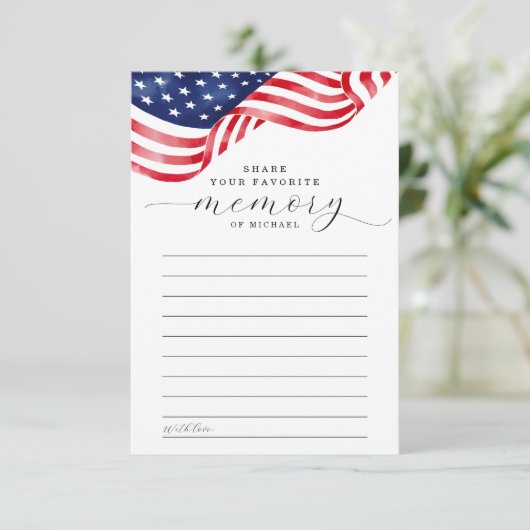 American Flag Funeral Share a Memory Kaart (Staand voorkant)