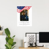 American Flag Funeral Welcome Sign Poster  (Thuiskantoor)