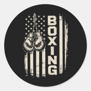American Flag Funny Boxing Fighter Gym Handschoene Ronde Sticker