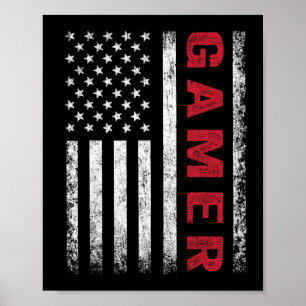 American Flag Funny Gamer Gift Video Games jongens Poster