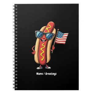 American Flag Funny Hotdog Zonnebril 4 juli Notitieboek