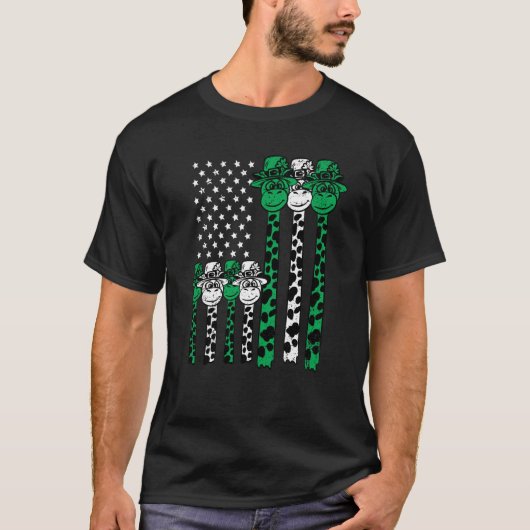 American Flag Giraffe St Patricks Day Animal Shamr T-shirt (Voorkant)