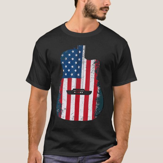 American Flag gitarist  USA T-shirt (Voorkant)