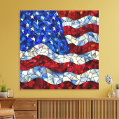 American Flag Glas in lood Canvas (Insitu (Woonkamer))