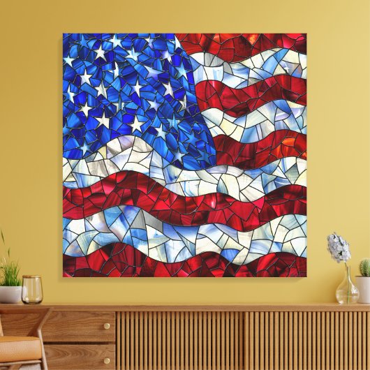 American Flag Glas in lood Canvas (Insitu (Woonkamer))