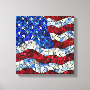 American Flag Glas in lood Canvas Afdruk