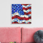 American Flag Glas in lood Canvas Afdruk (Insitu (Woonkamer))