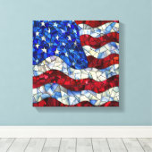 American Flag Glas in lood Canvas Afdruk (Insitu (Houten vloer))