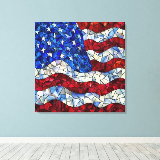 American Flag Glas in lood Canvas Afdruk (Insitu (Houten vloer))