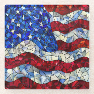 American Flag Glas in lood Glass Onderzetter