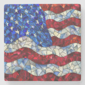 American Flag Glas in lood Stone Onderzetter (Voorkant)